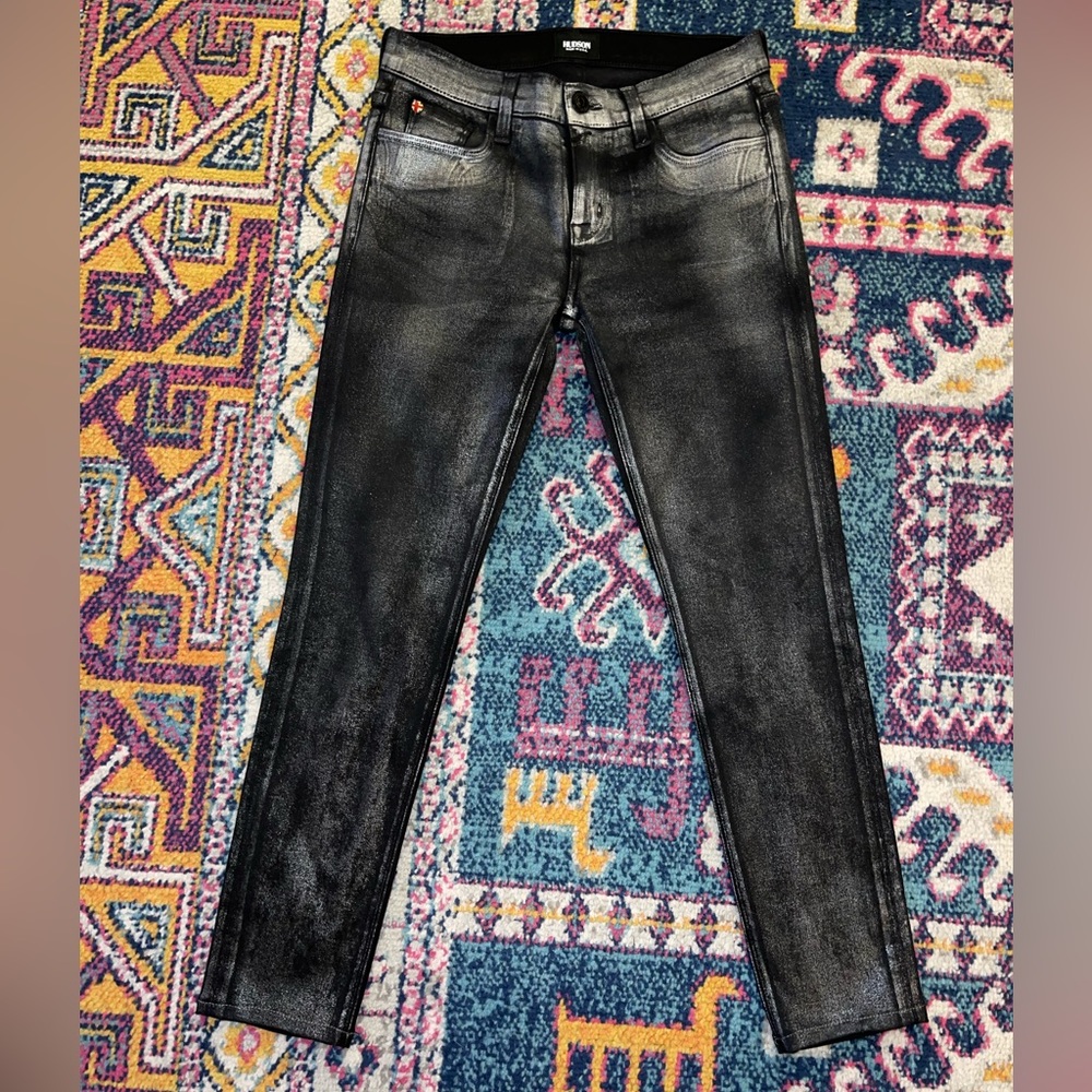 Hudson Nico Metallic Mid-rise Super Skinny Jeans Sz 26‎